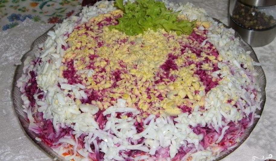 Рецепт селедки под шубой с жареным луком