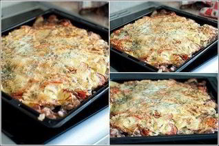 Свинина под шубой с помидорами