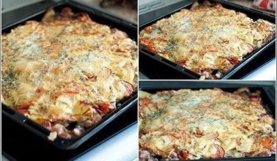 Рецепт свинины под шубой с помидорами