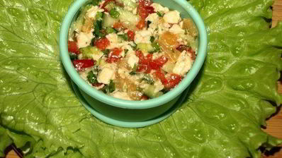 салат с хурмой и курицей