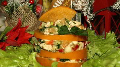 салат с хурмой и курицей