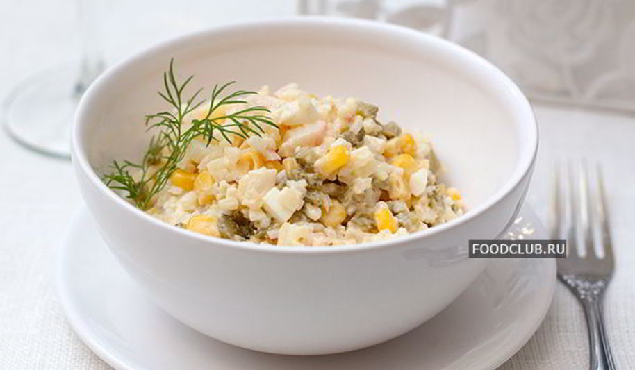 Рецепт салата с креветками и рисом