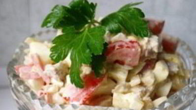 салат с отварной свининой