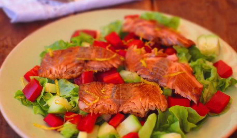 Рецепт салата с семгой и сладким перцем