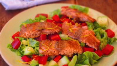 салат с семгой и сладким перцем