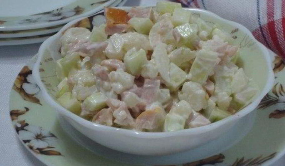 Рецепт салата с цветной капустой с майонезом