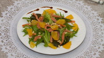 цитрусовый салат с лососем