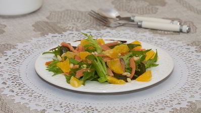 цитрусовый салат с лососем