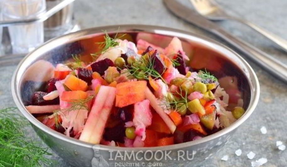Рецепт винегрета с квашеной капустой и горошком