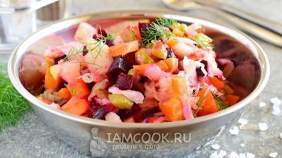 винегрет с квашеной капустой и горошком