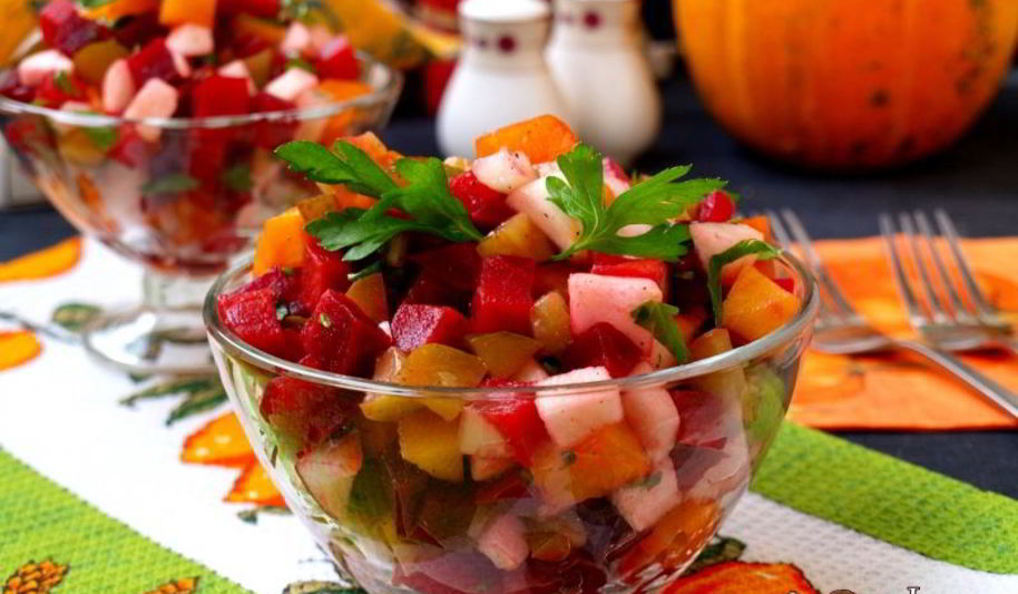 Рецепт винегрета с маринованной тыквой