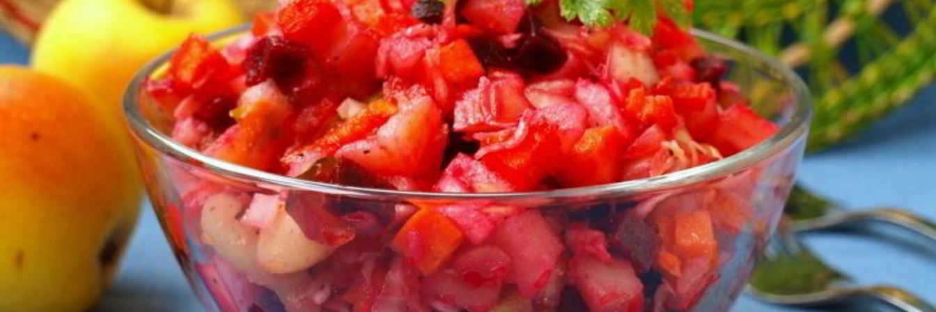 Винегрет с яблоками и отварной фасолью