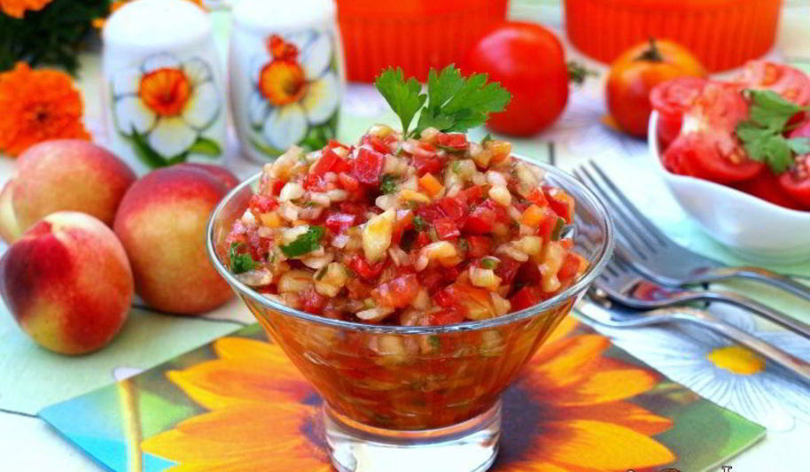 Рецепт овощной сальсы с персиками