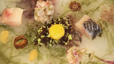 строганина, тартар и солонина из омуля на льду