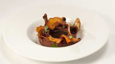 тартар из говядины с грибами