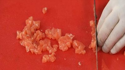 тартар из лосося и говядины