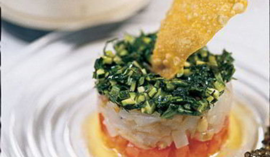 Рецепт тартара из томатов, дорады и цукини