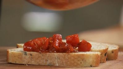 тартар из утки с персиками