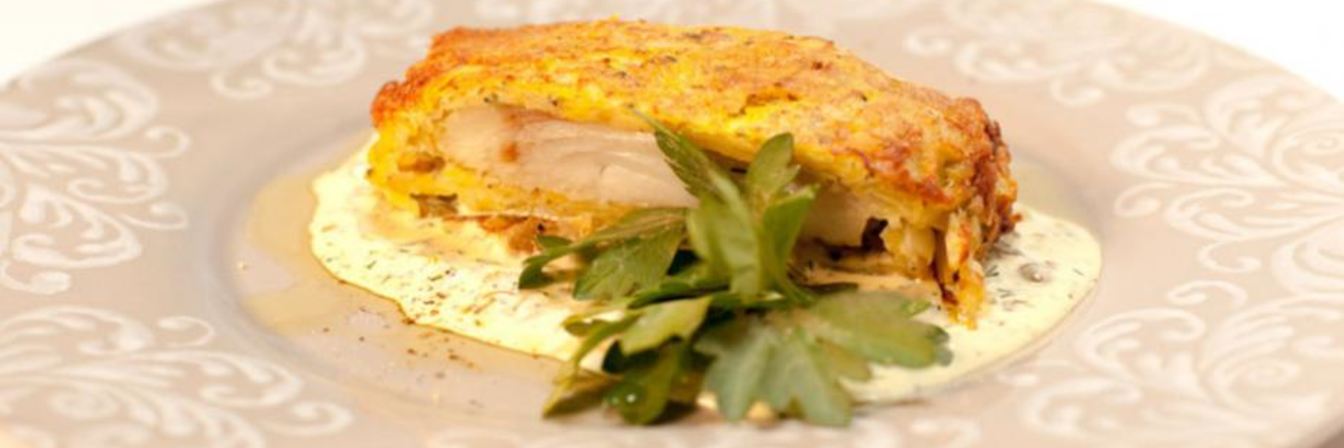 Треска в картофельной панировке с соусом тартар