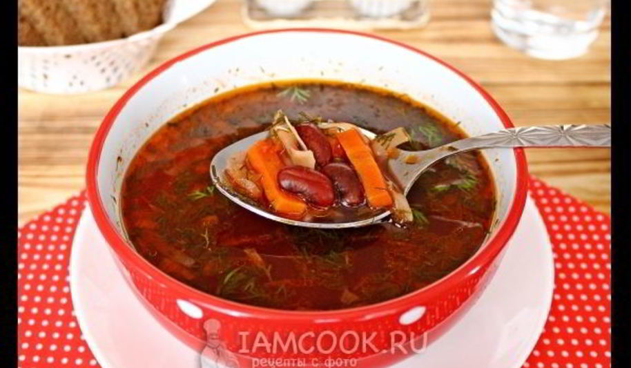 Рецепт борща без картошки с фасолью