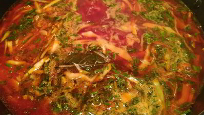 борщ на курином бульоне