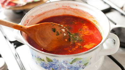 борщ с белыми грибами