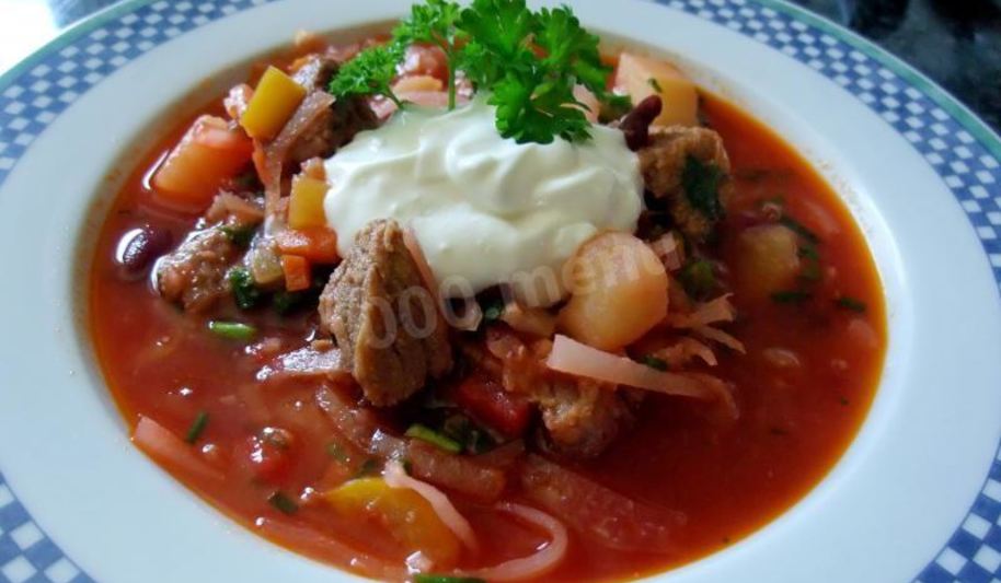 Рецепт борща с картофелем томатами и фасолью