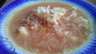 борщ с кислой капустой на перепелах