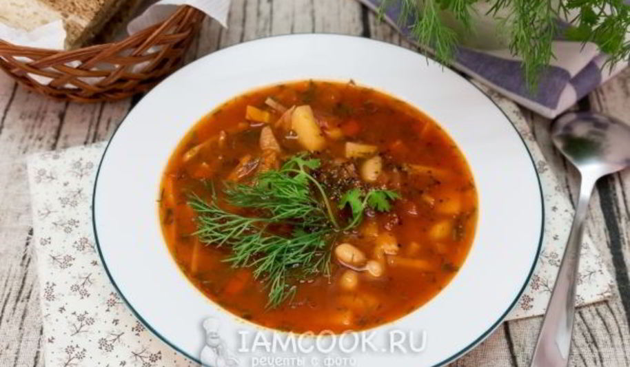 Рецепт борща с консервированной фасолью
