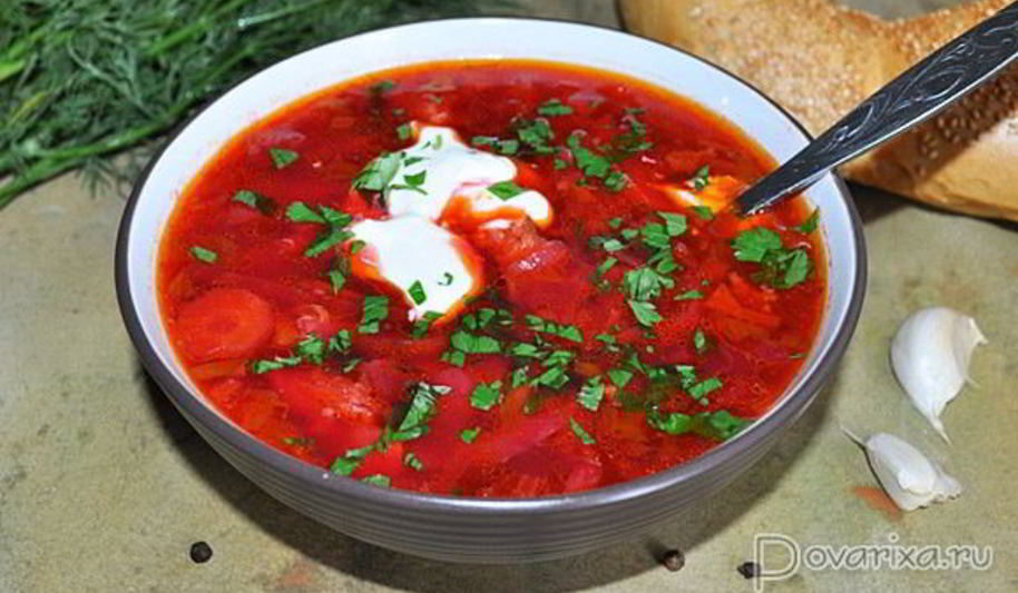 Рецепт борща с копчеными ребрышками