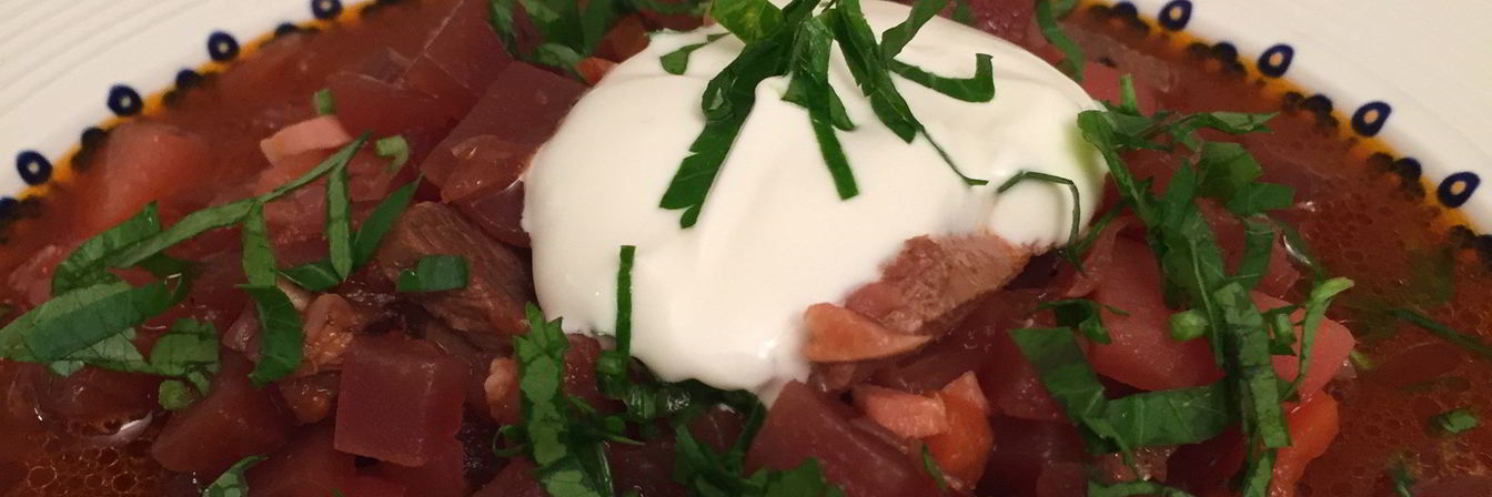 Борщ с курицей, говядиной и языком по-домашнему