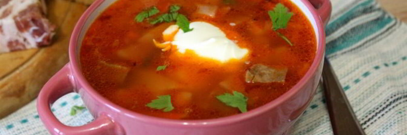 Борщ с телячьим языком