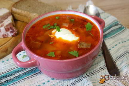 Борщ с телячьим языком