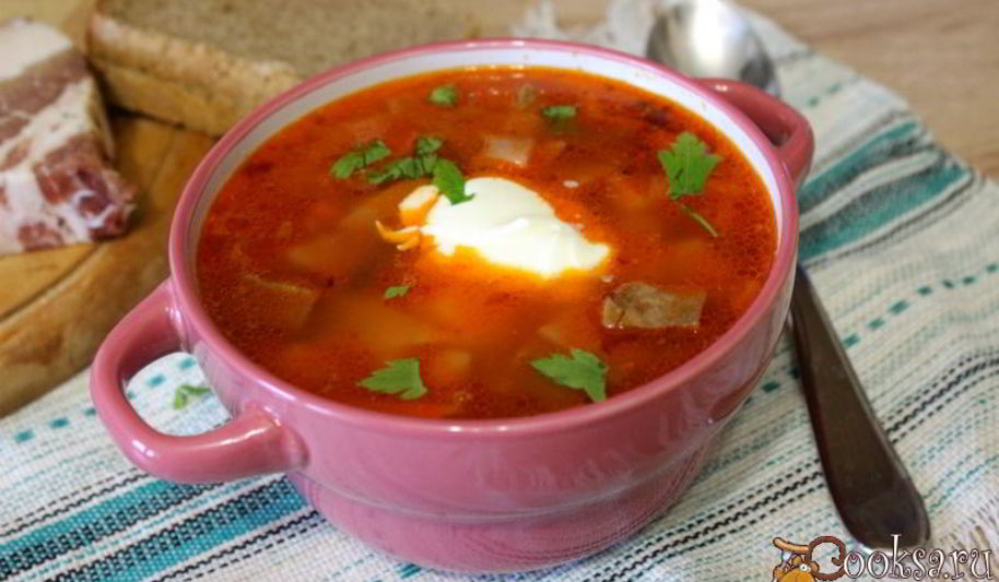 Рецепт борща с телячьим языком