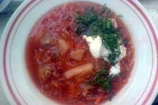 Борщ вегетарианский с грибами