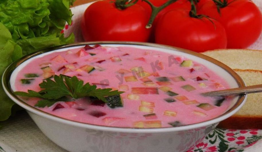 Рецепт холодного борща из маринованной свеклы с колбасой