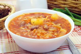 Постный борщ с фасолью