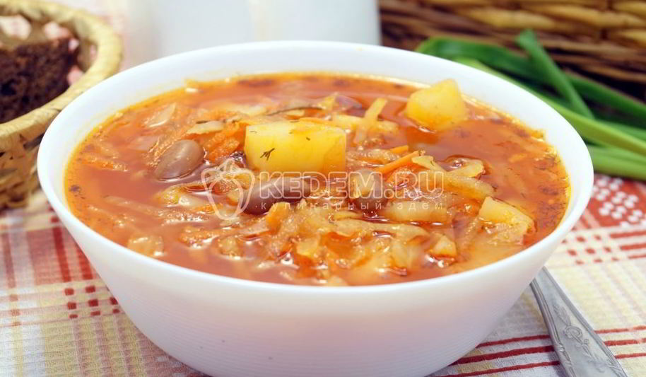 Рецепт постного борща с фасолью