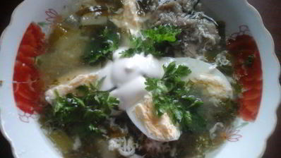 зеленый борщ по-деревенски