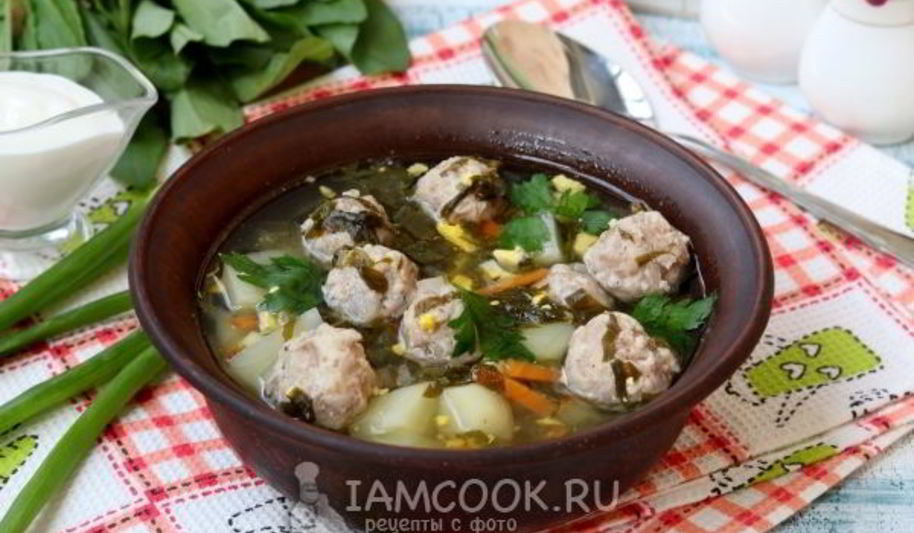Рецепт зеленого борща с фрикадельками и со щавелем
