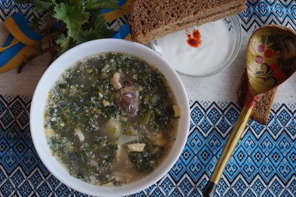 Зеленый борщ с крапивой