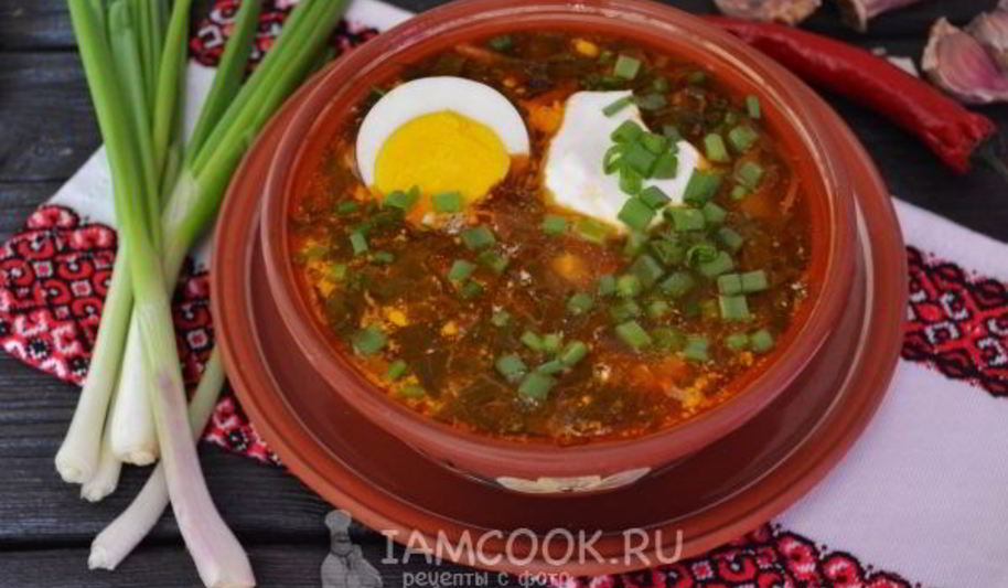 Рецепт зеленого борща со щавелем и яйцом