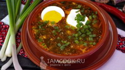зеленый борщ со щавелем и яйцом