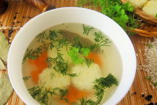 Бульон с запеченным рисом