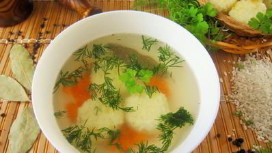 бульон с запеченным рисом