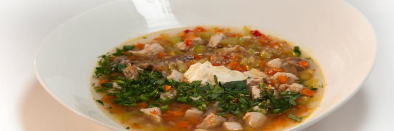 Гречневый суп с потрошками на курином бульоне