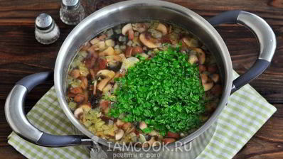 грибной суп на курином бульоне