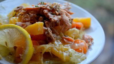 овощное рагу на рыбном бульоне