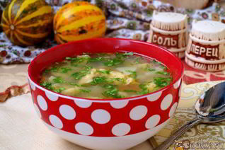 Суп с тыквенными клецками на мясном бульоне