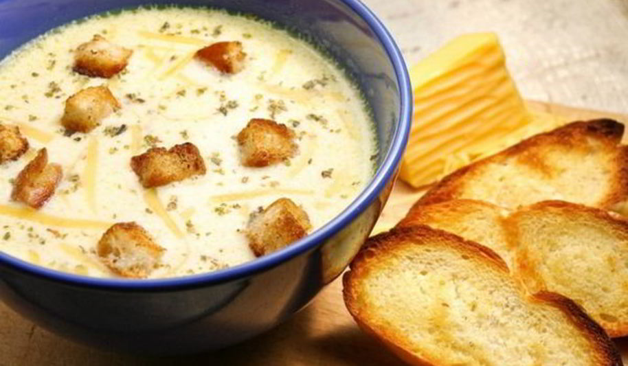 Рецепт быстрого супа из плавленых сырков и окорока